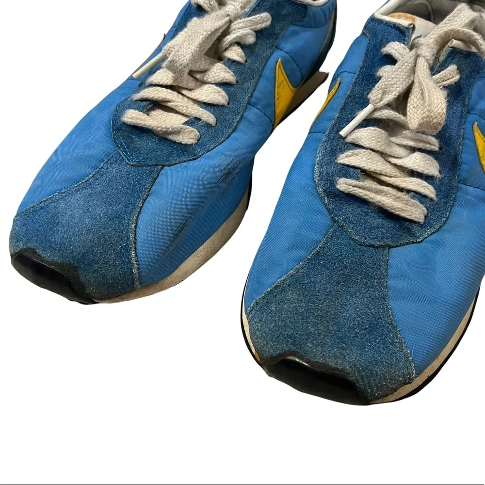 RARE! MENS Vintage Nike Waffle Trainer 1981 Blue &Yel Athletic Running Sneaker 9 - Picture 6 of 15